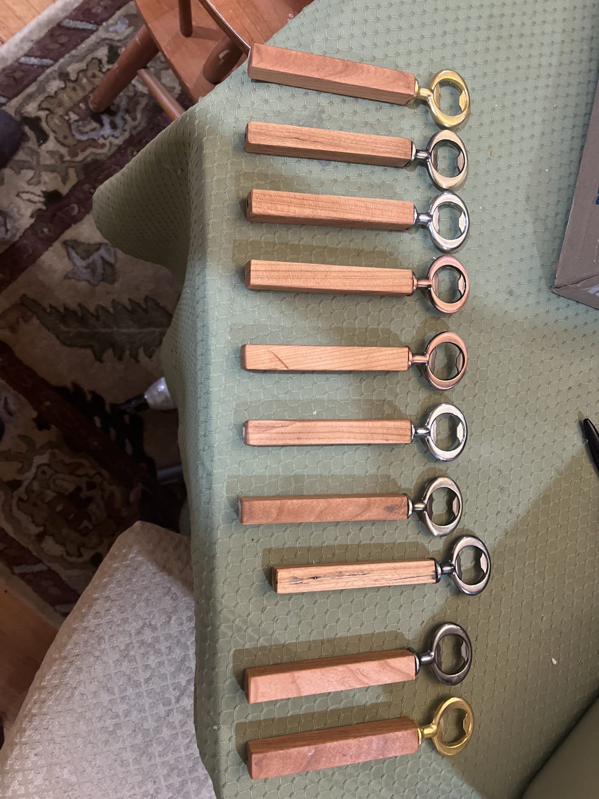 Handmade wood handled bottle openers