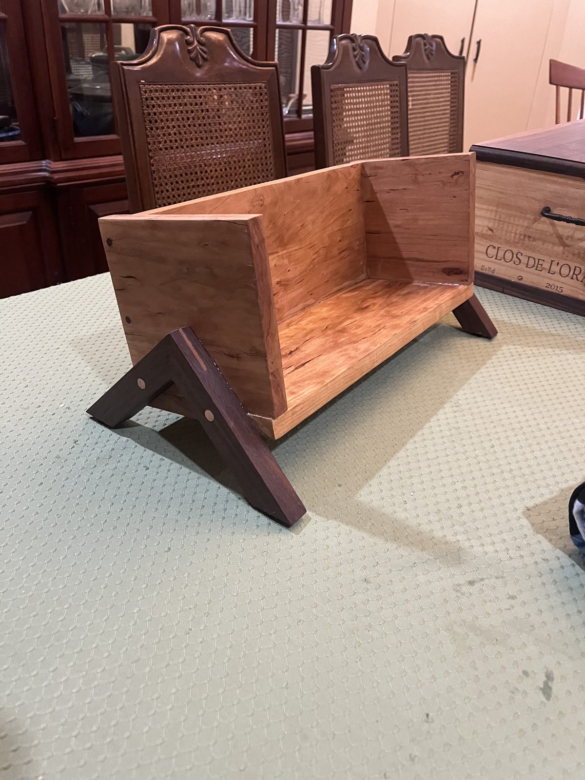 Cherry and walnut display shelf